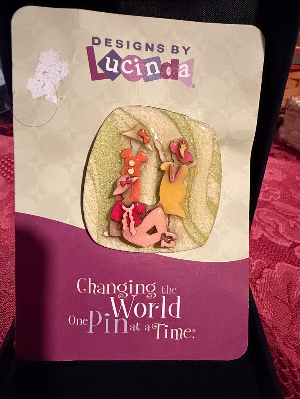 Designs by Lucinda Pink & Yellow Women's Enamel Brooch